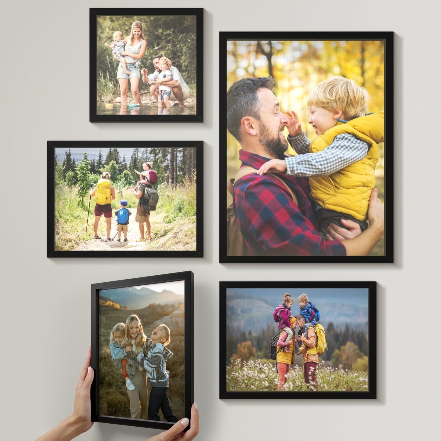 Mixtiles Official - Custom Photo Tiles - Personalized Printed Photos - Magnetic Wall Frames - Adhesive Sticker, No Nails - Various Sizes and Frames (Black, Offbeat set - set of 5)