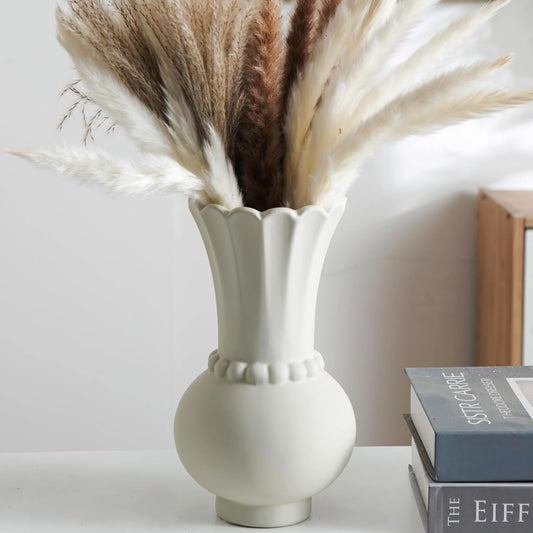 Modern Ceramic Vase - Grey, Perfect for Pampas Grass, Dried Flowers, Centerpieces