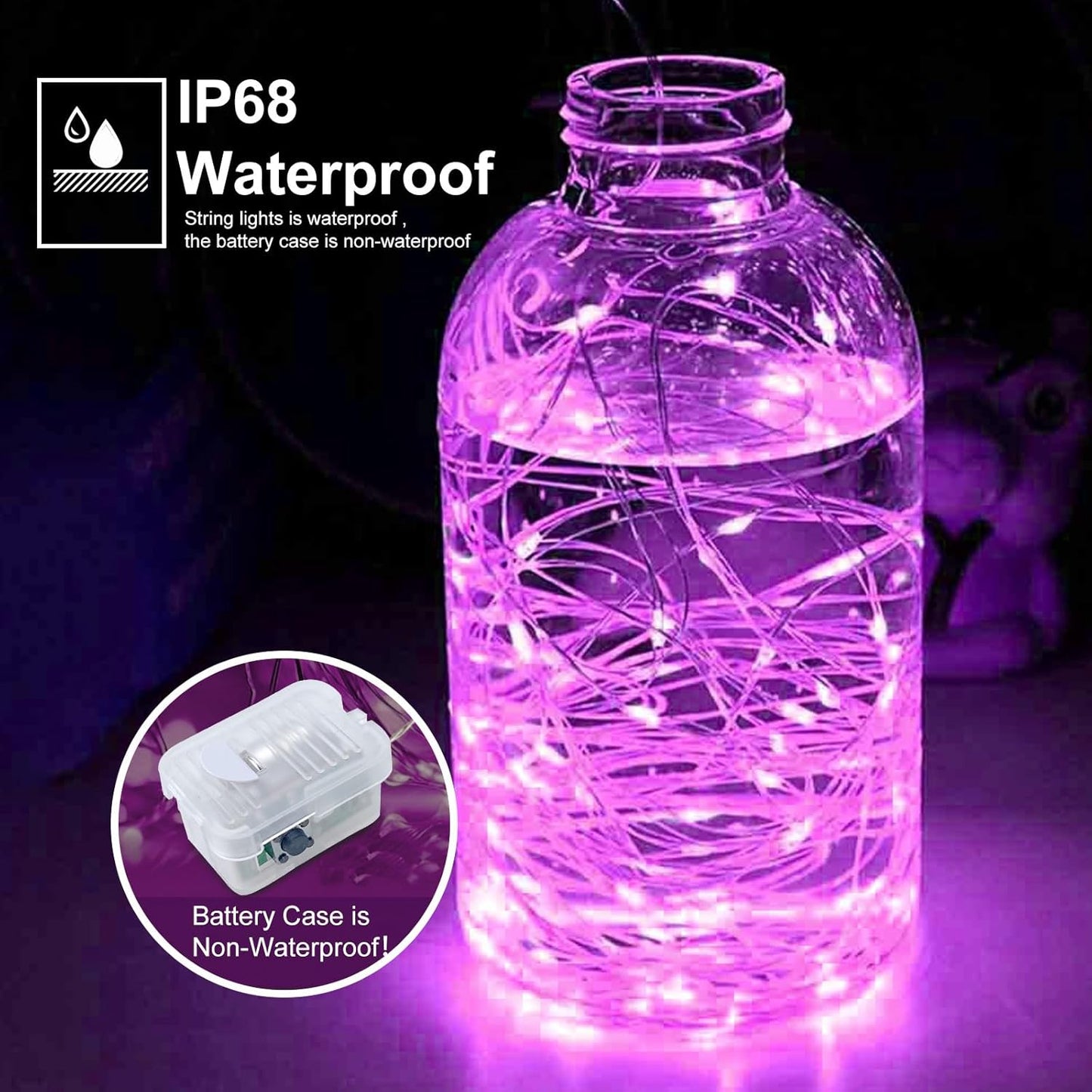 pozzolanas 8 Pack Pink Battery Operated String Lights - 7ft Waterproof Fairy Lights with 20 LEDs for Home, Mason Jar, Party, Wedding, Halloween, Christmas Decorations