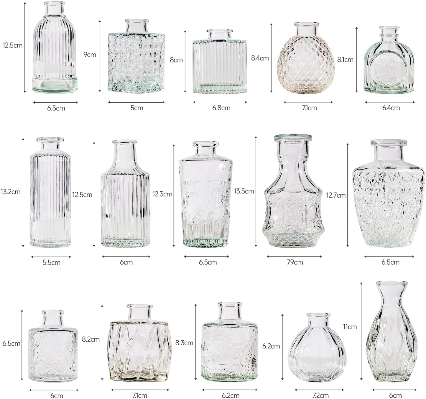 72 Pcs Bud Vase Set, Vases for Centerpieces, Cute Glass Bud Vases in Bulk, Small Vases for Flowers, Clear Vase Set for Wedding Decorations, Home Table Flower Décor