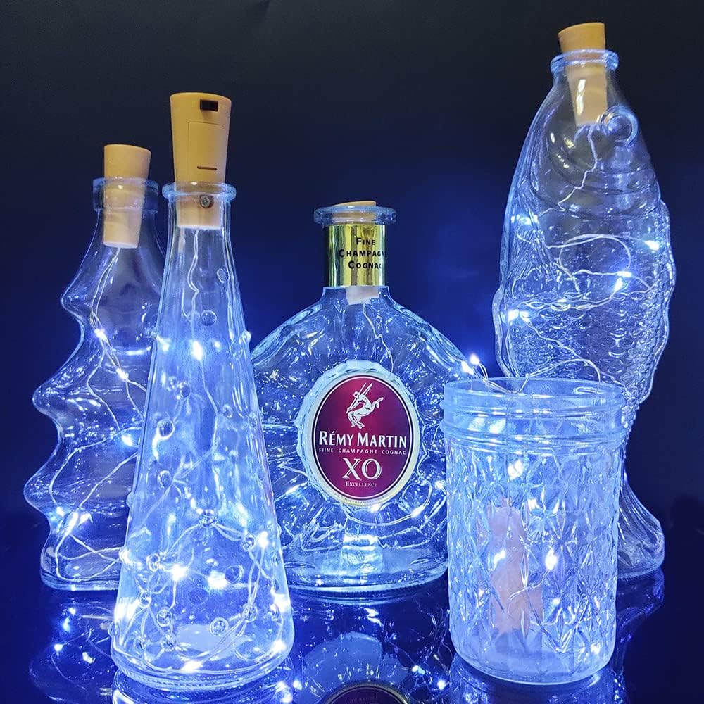 Wine Bottle Lights with Cork 15Pack 10 LED 40 Inches Battery Operated Silver Wire Liquor Fairy Mini String Lights for Party Christmas Halloween Wedding Decoration