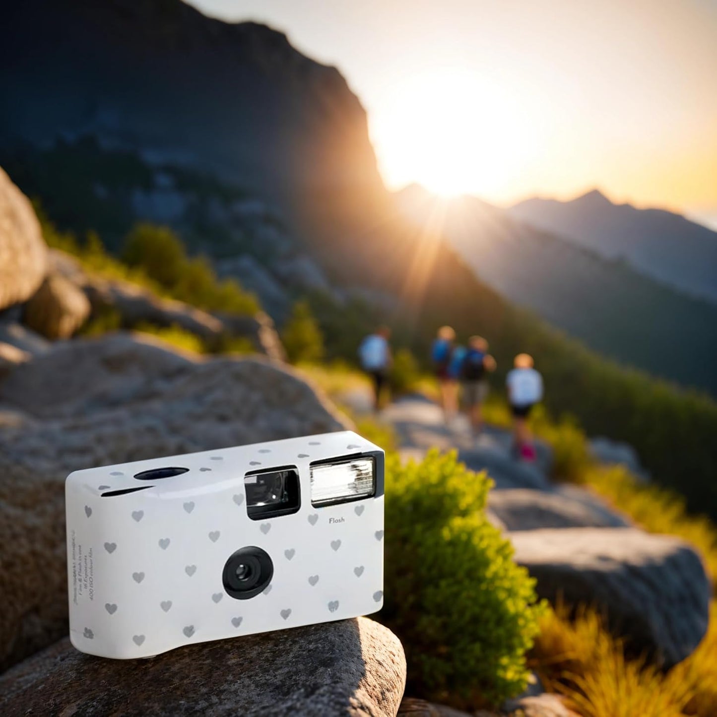 Weddingstar Disposable Camera with Flash - Single Use 35mm Film Camera for Wedding or Party Favors - Silver Hearts (10 Pack)