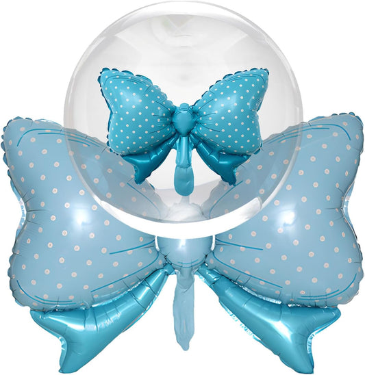 36 Inches Bow Foil Balloon Huge Bowtie Blue Balloon for Baby Shower, Wedding, Kids Theme Party Decoration (Blue 2)