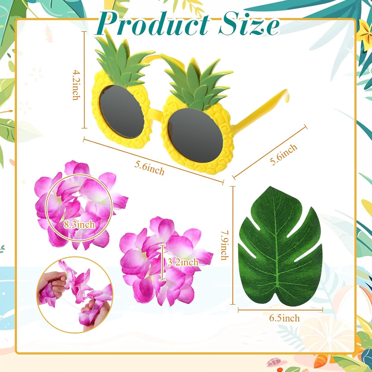 6 Sets Hawaiian Table Centerpieces Pineapple Luau Party Table Decorations Tropical Decor for Beach Summer Party