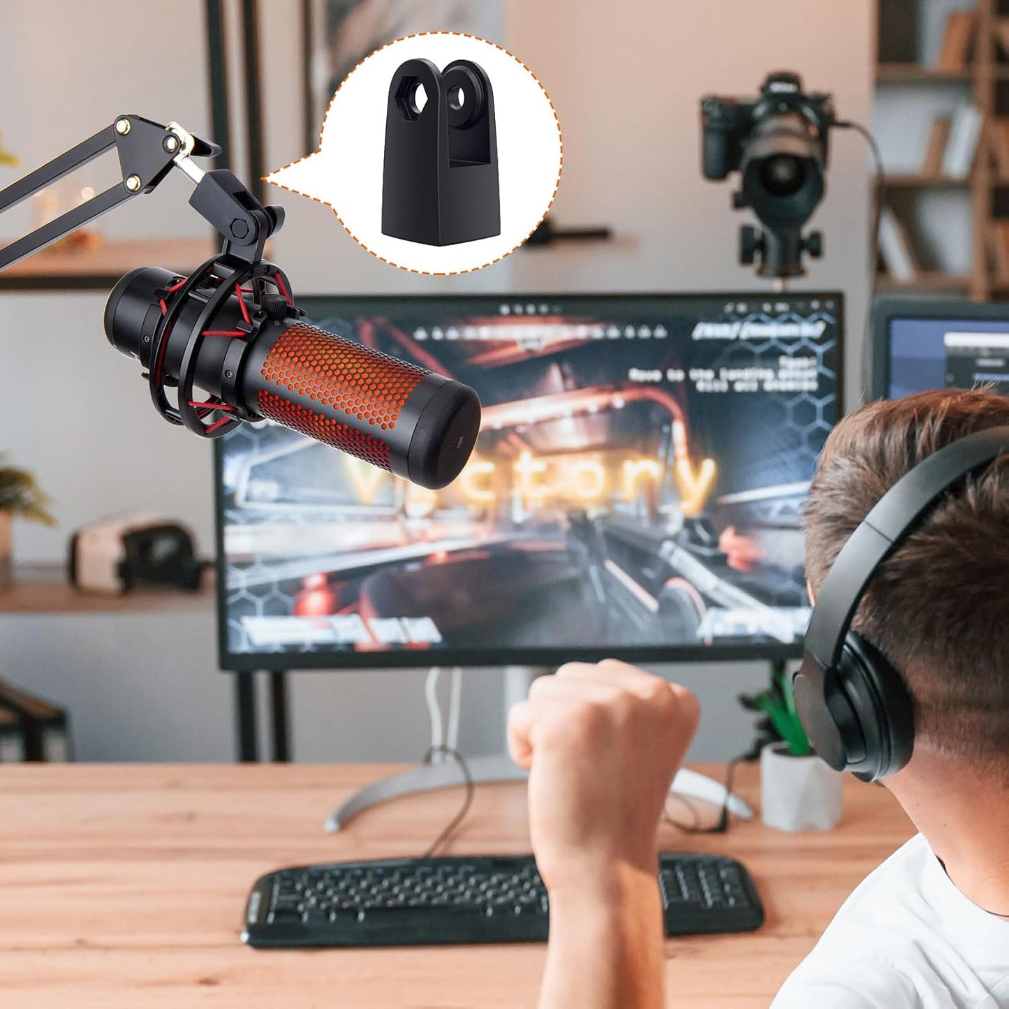 SUNMON Mic Stand Adapter for 3/8" HyperX QuadCast Boom Arm