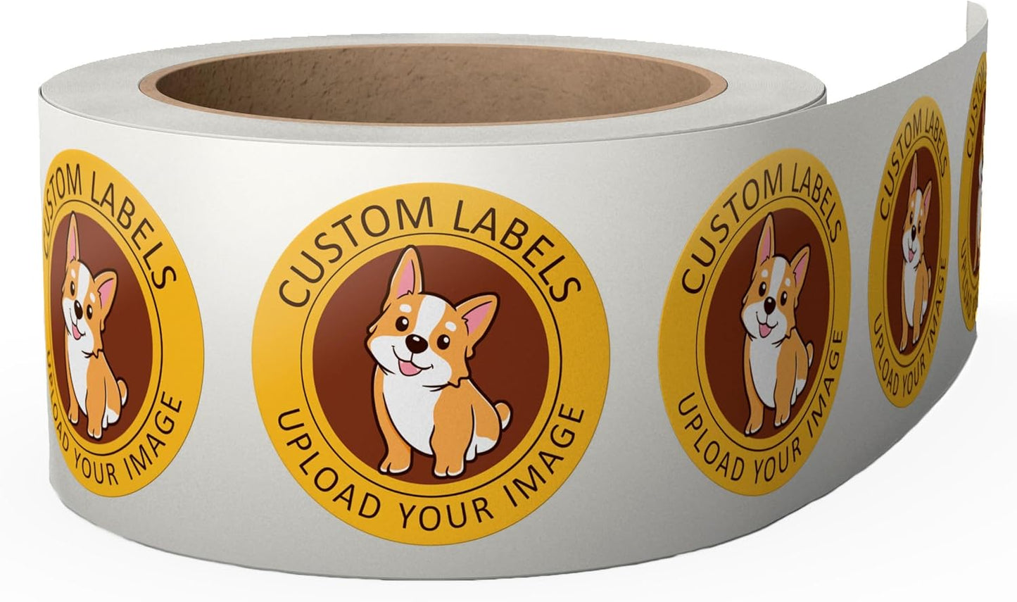 Custom Stickers Label Rolls, Build Your Own Stickers/Labels Any Design Premium Gloss BOPP Sticker, Personalized for Business Logo, Printed Sticker Labels 50+