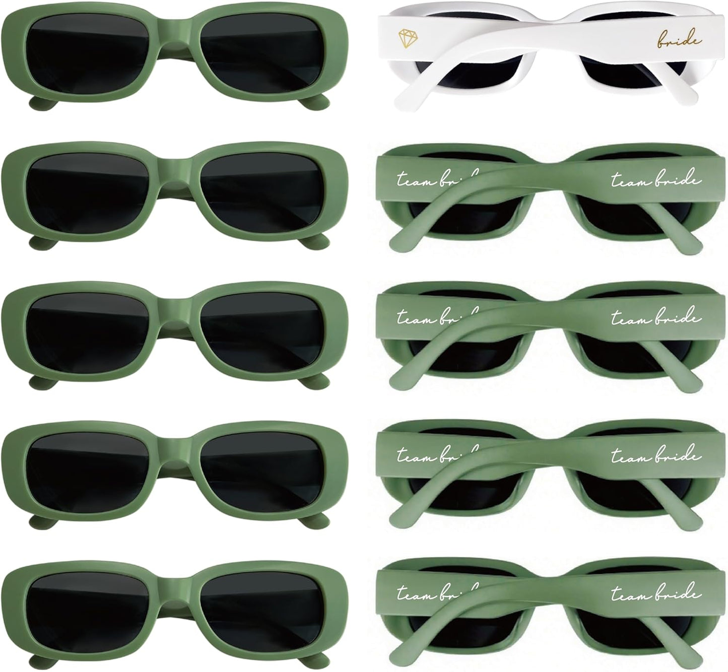 Bride Squad Bachelorette Party Favors 10 Pcs Team Bride Sunglasses Retro Rectangle Bridesmaid Gifts Sunglasses