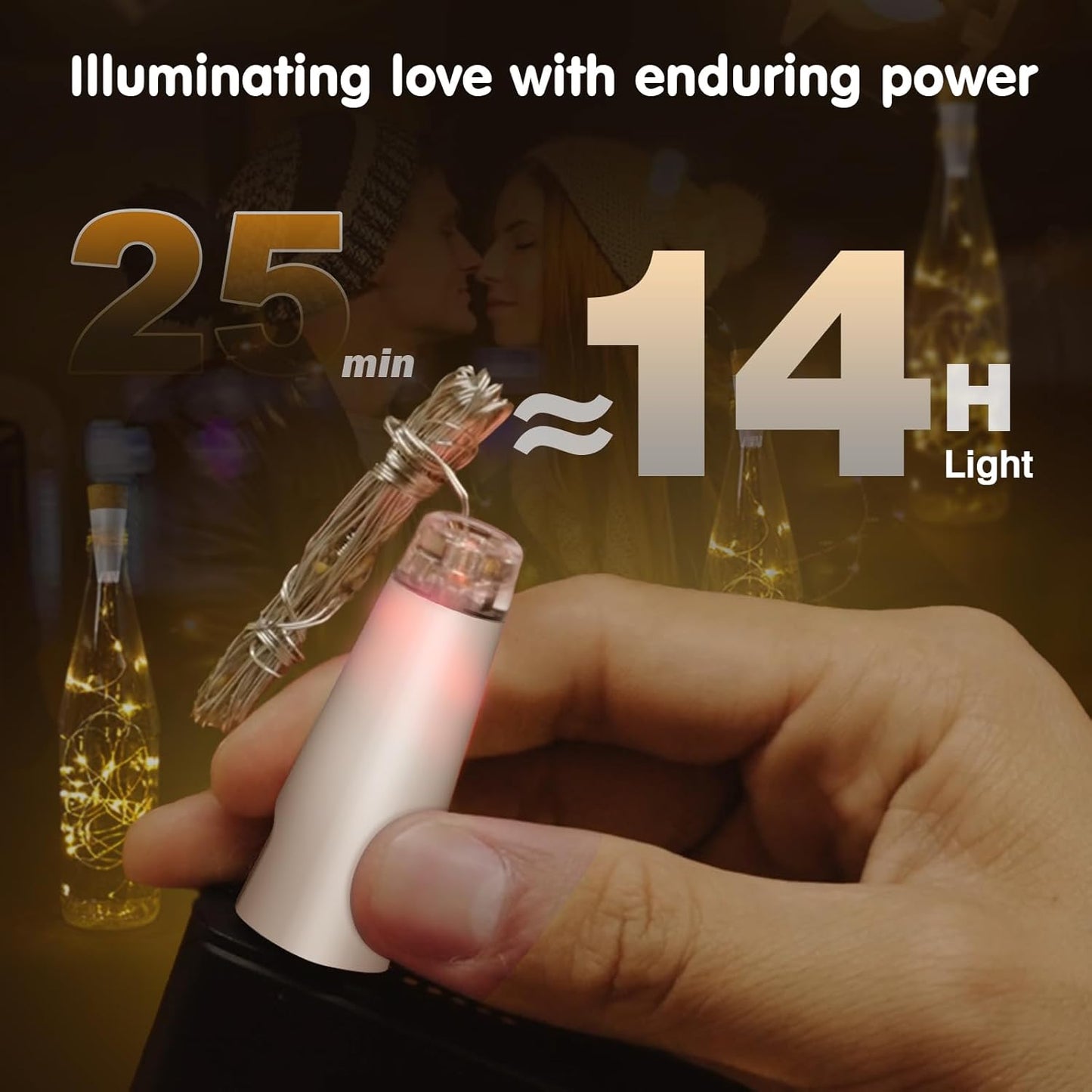 USB Bottle Lights Rechargeable Wine Bottle Fairy Lights Cork LED String Lights 20 LEDs Copper Wire for Table Party DIY Decor