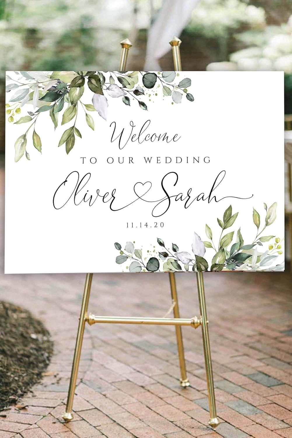 Welcome Wedding Sign Personalized, Personalized Wedding Welcome Sign Greenery Elegant Eucalyptus
