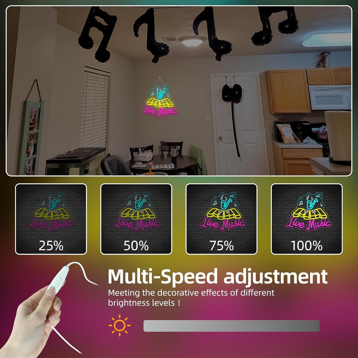 Live Music Neon Sign Jazz Neon Signs For Wall Decor Saxophone Led Lights Colorful Light Up For Music Studio Bar Club Party Live House Singing Lover Bedroom Decoration Gifts