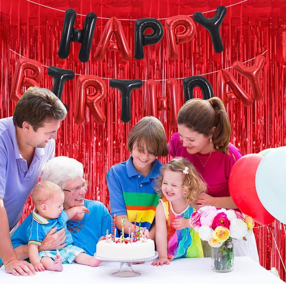 TONIFUL 2Pcs Red Metallic Tinsel Foil Fringe Curtains,Red Photo Booth Backdrop Streamer Curtain Photo Booth Props for Bachelorette Party,Birthday,Graduation,Christmas Decor(6.6ft x 9.9ft)