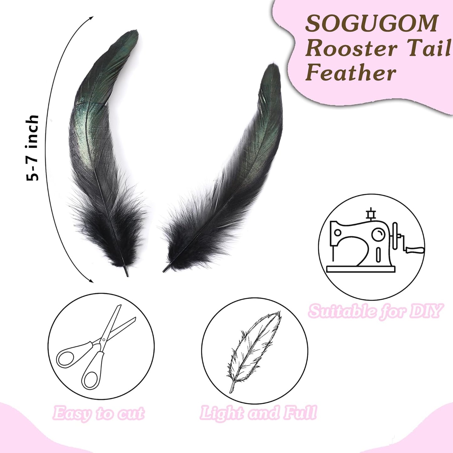 SOGUGOM Red Rooster Tail Feathers - 200 pcs 5-7 inch Natural Small Feathers Bulk for Hats, Cocktail Table Centerpieces and Costume(Wine Red)