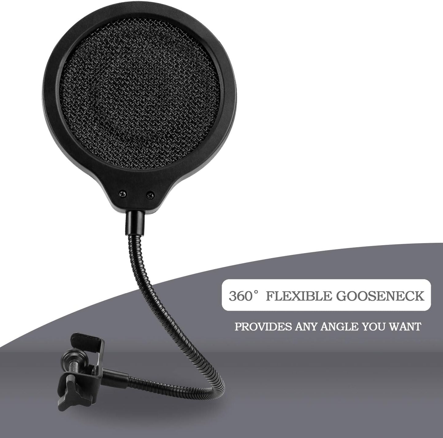 YOUSHARES Pop Filter - 4 Inch 3 Layers Metal Windscreen with Flexible 360° Gooseneck Clip Mic Mask Shield Compatible with Shure MV7 Mic