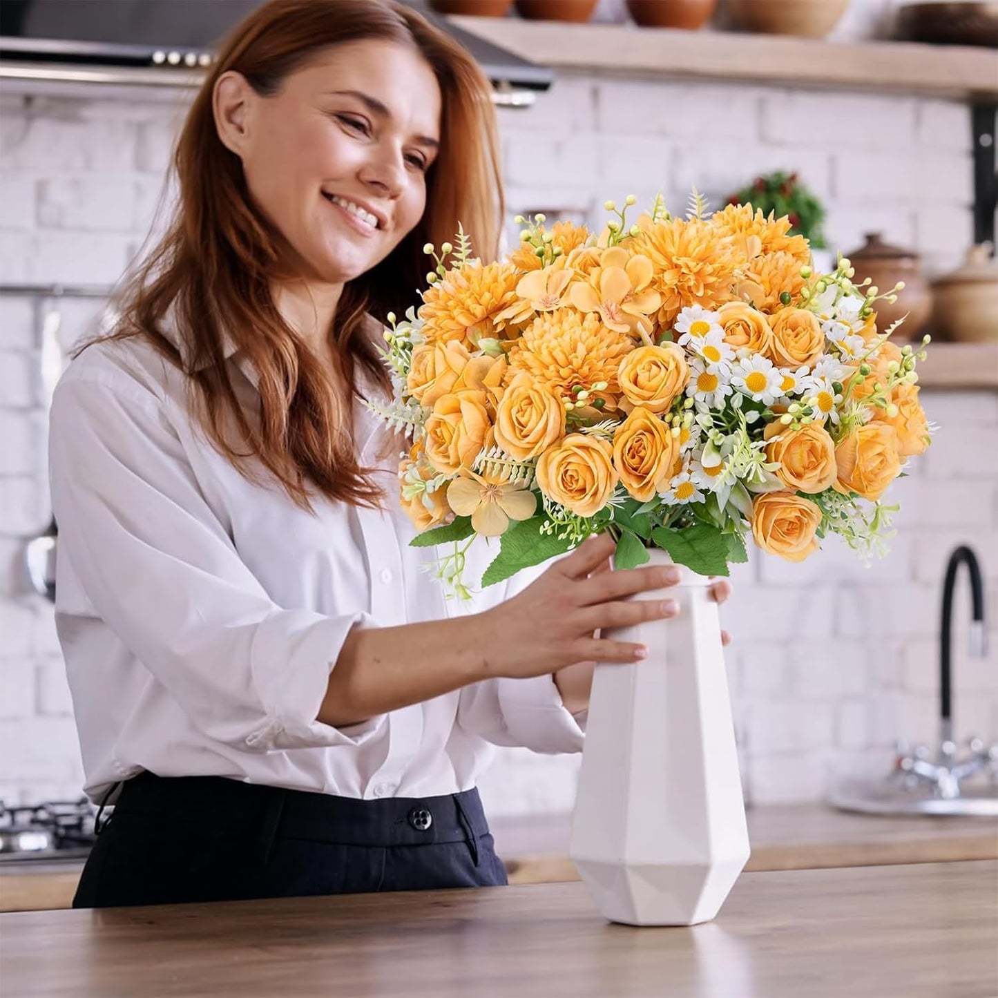 12 Packs Peonies Artificial Flowers,Silk Artificial Peonies Flowers Fake Peony Faux Floral Arrangements Bouquet for Centerpiece Table Wedding Party Home Decor Fall