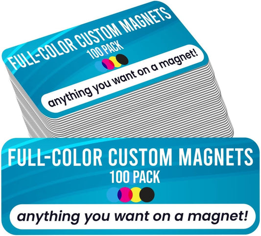 Magnet Me Up Custom 10x3 Inch Rectangle Magnet, 100 Pack, Customizable for Businesses, Personal Use, Choose Your Text, Upload Image, Magnetic Vinyl for Car and Any Magnetic Surface, Crafted in USA