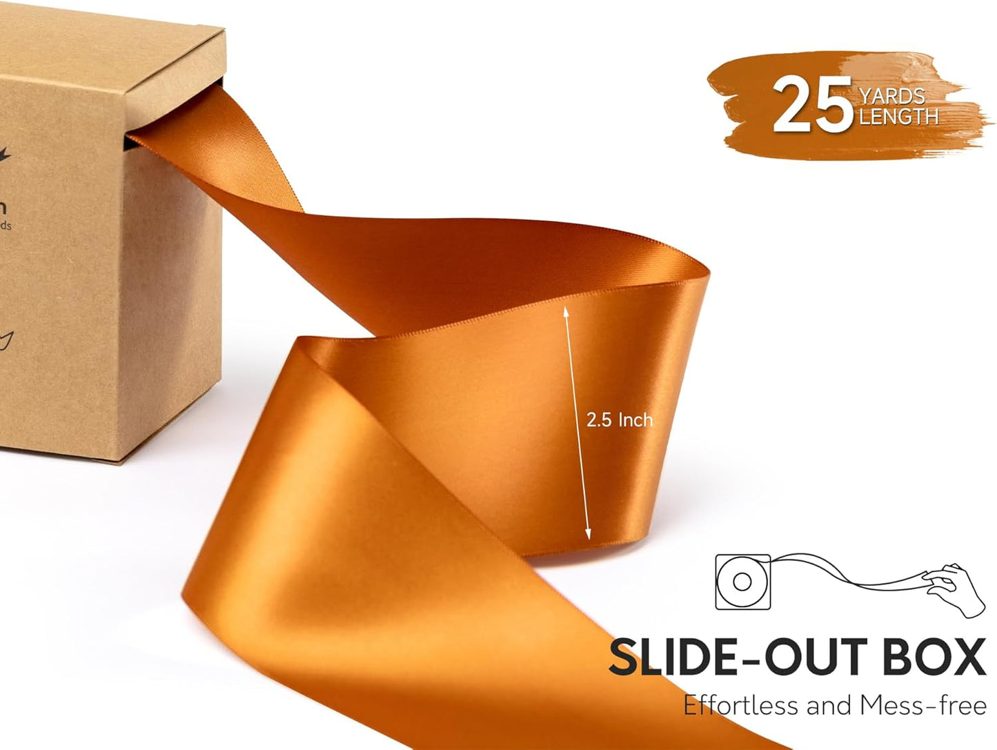 Copper Satin Ribbon 2.5 Inch Double-Faced Polyester Ribbons 25 Yards for Bows Crafts Gift Wrapping Christmas Flower Bouquet Fall Wedding