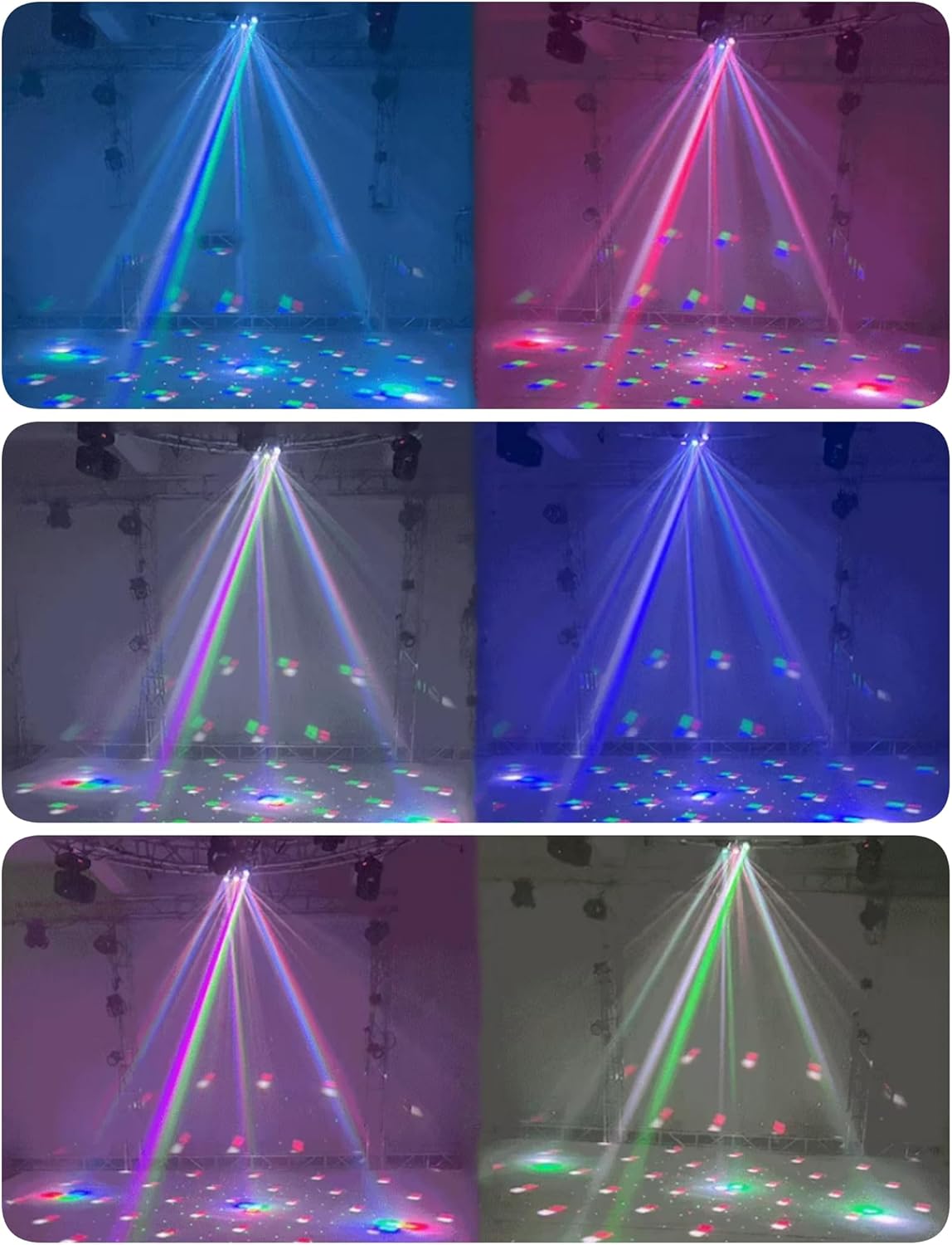 Professional DJ Lights 4-in-1 Moving Head with Red Green Laser & Golden Effects – DMX512/Sound-Activated Control, Auto Modes for Stage, Club, Party Lighting