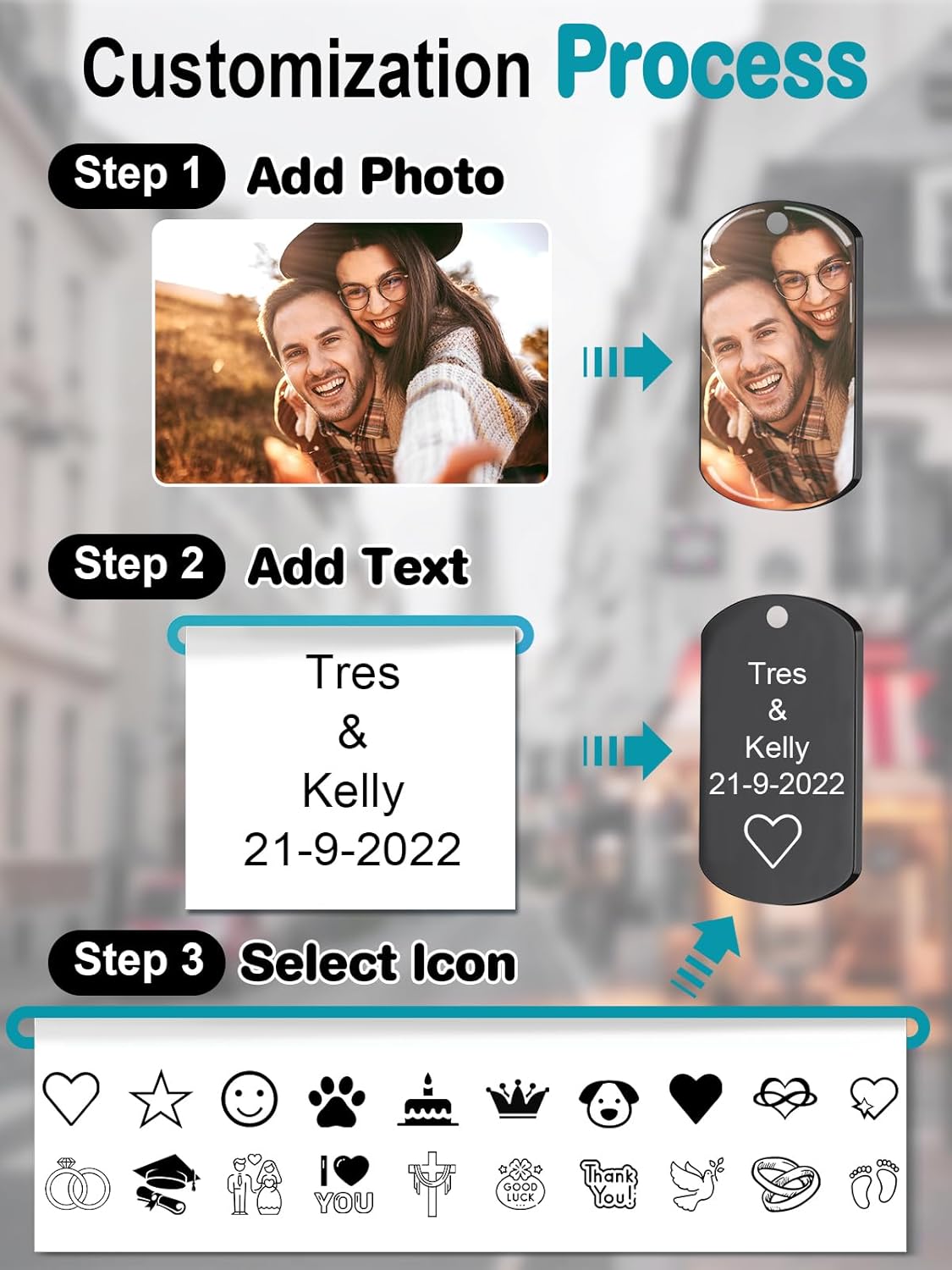 Custom Keychain with Picture - Personalized Photo LOGO Text Customized Key Chain for Boyfriend Dad Men Gifts