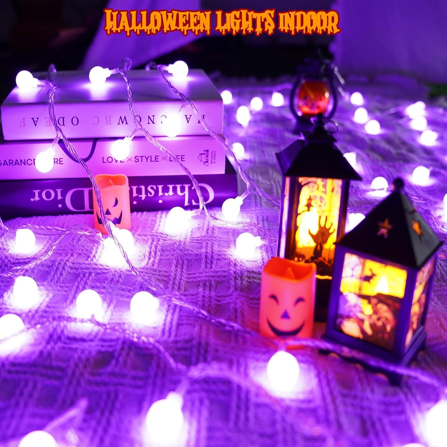 LORRYTE Connectable Purple Halloween Lights Outdoor Indoor - 43FT 100LED Globe String Lights Plug in with Timer, 13 Modes Fairy Light Waterproof for Party Halloween Decorations Bedroom Decor