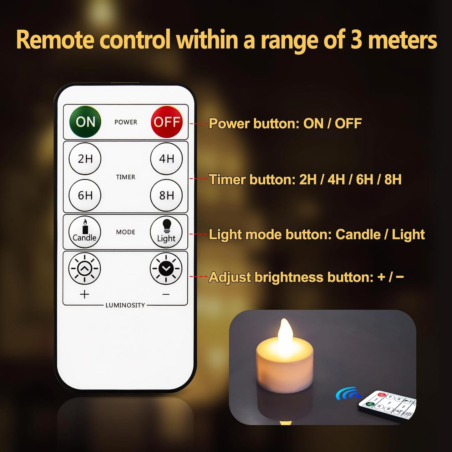 Rechargeable Tea Lights,Flameless LED Candles with Remote Timer,Battery Operated Tea Lights Flickering Votive Candle,for Home Restaurant,Holiday Party (6 Pack)