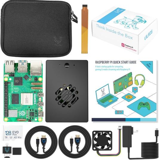 Vilros Raspberry Pi 5 Starter Kit MAX - Turbo Cooled Aluminum - (128GB Edition) - (2GB RAM)