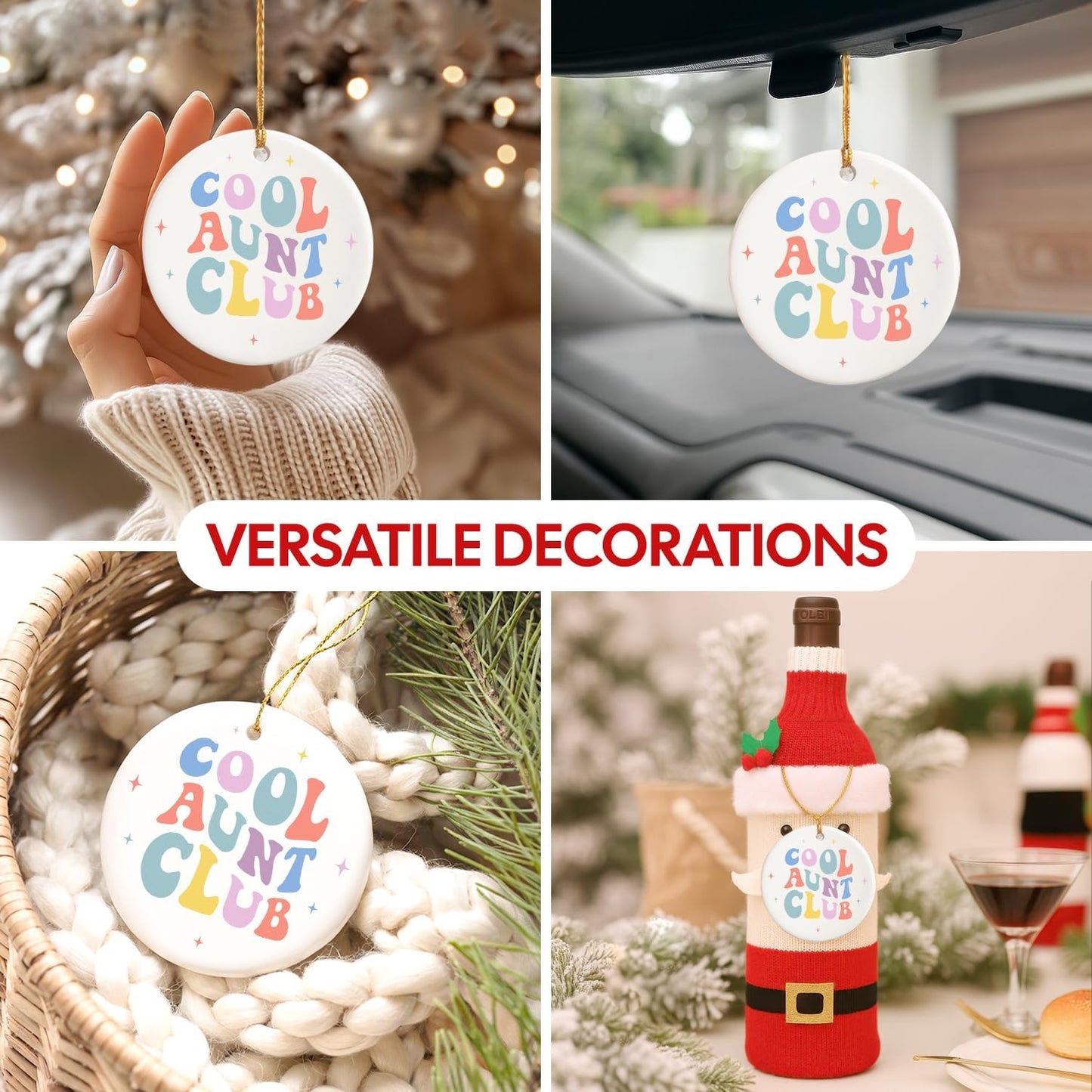 NewEleven Gifts for Aunt from Niece, Nephew for Auntie, Sister - Auntie Announcement, Promoted to Aunt, Best Aunts Ever Gift - Christmas Tree Decoration Ceramic Ornament