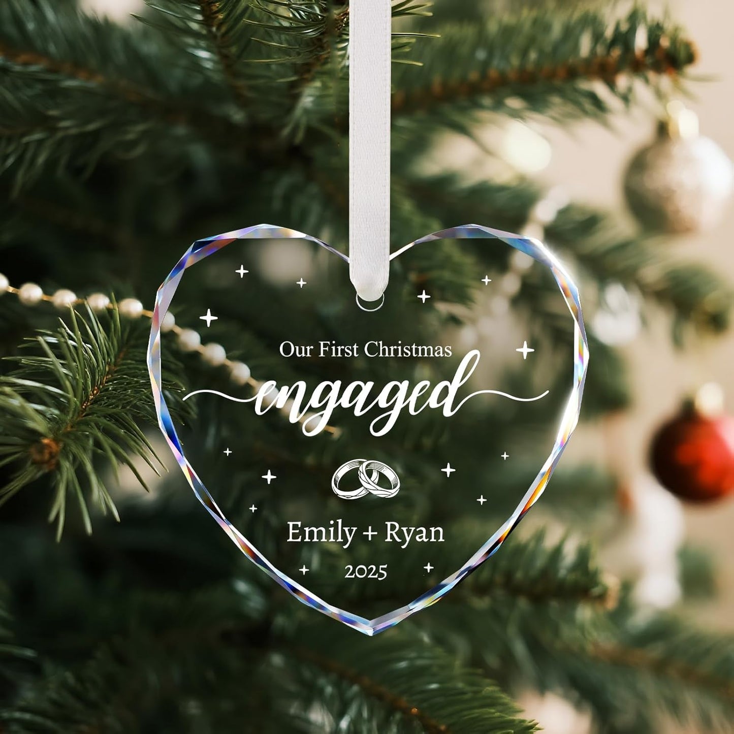 Engagement Gifts for Couples - Personalized Engagement Ornament for Party Decorations - Bride to Be Gifts, First Christmas Just Engaged Ornament 2025