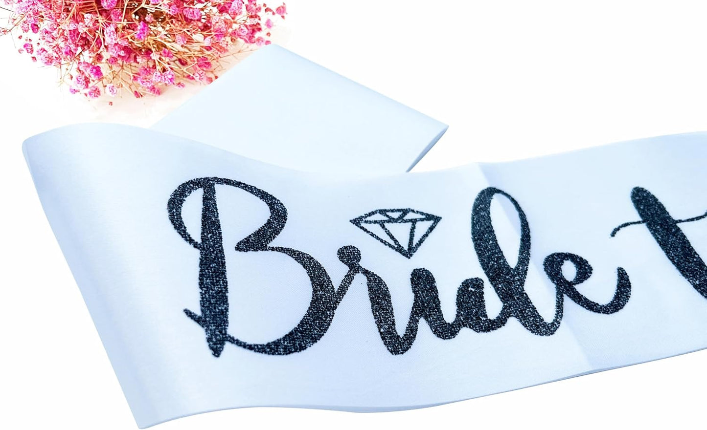 Bride to Be Sash, Bachelorette Party Sash for Bridal Shower Wedding Party Favors Accessories Supplies Engagement Gifts,White Satin with Glitter Letter Black