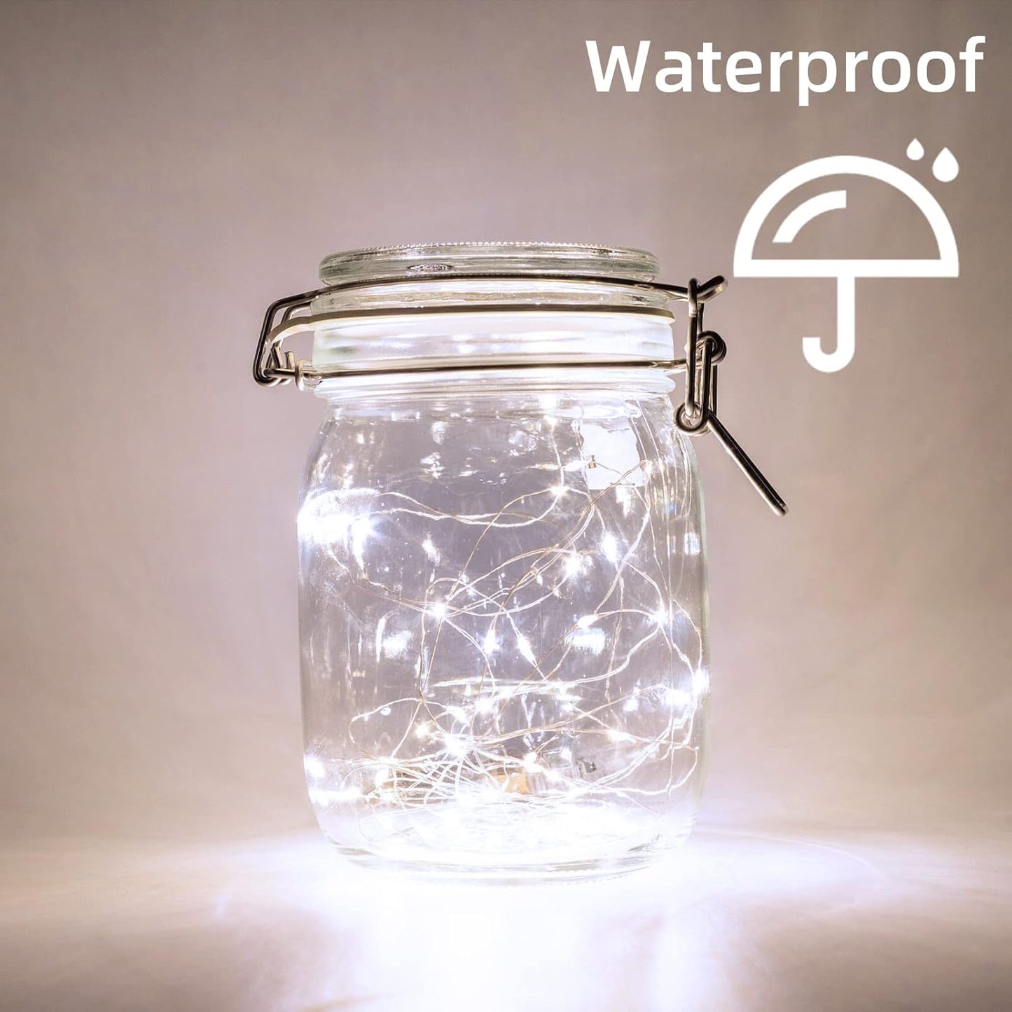 LAMPHOME 20 Pack Fairy Lights Battery Operated String Lights, 20 LED on 6.6FT Silvery Copper Wire, Firefly Fairy String Lights for Wedding Party Mason Jar Christmas Decorations Bedroom Decor(White)