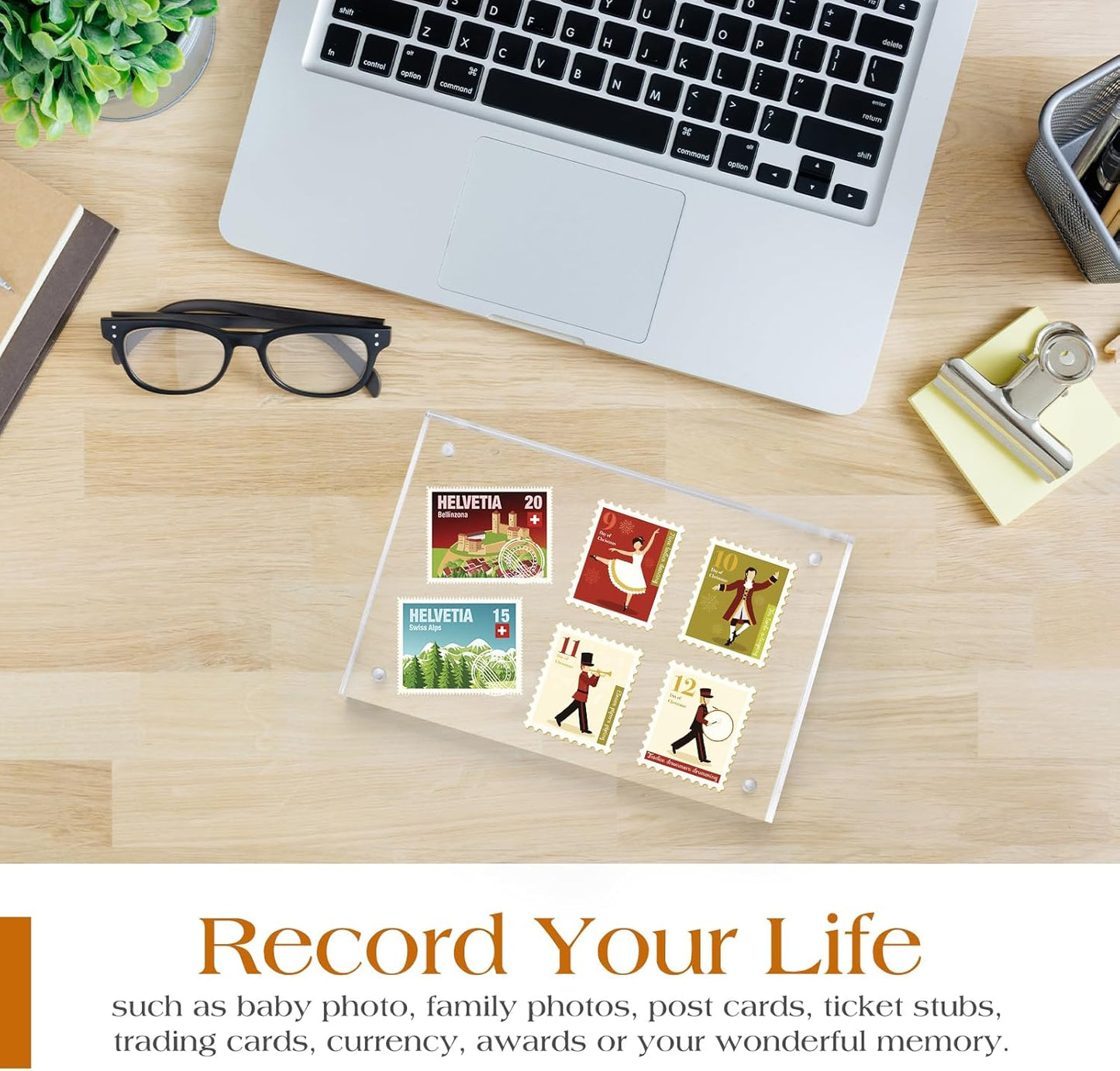 TWING 30 Pack 4 x 6 Acrylic Picture Frames, Magnet Double Sided Picture Frame, 12+12 MM Thick Clear Desktop Display Magnetic Acrylic Block Photo Frame