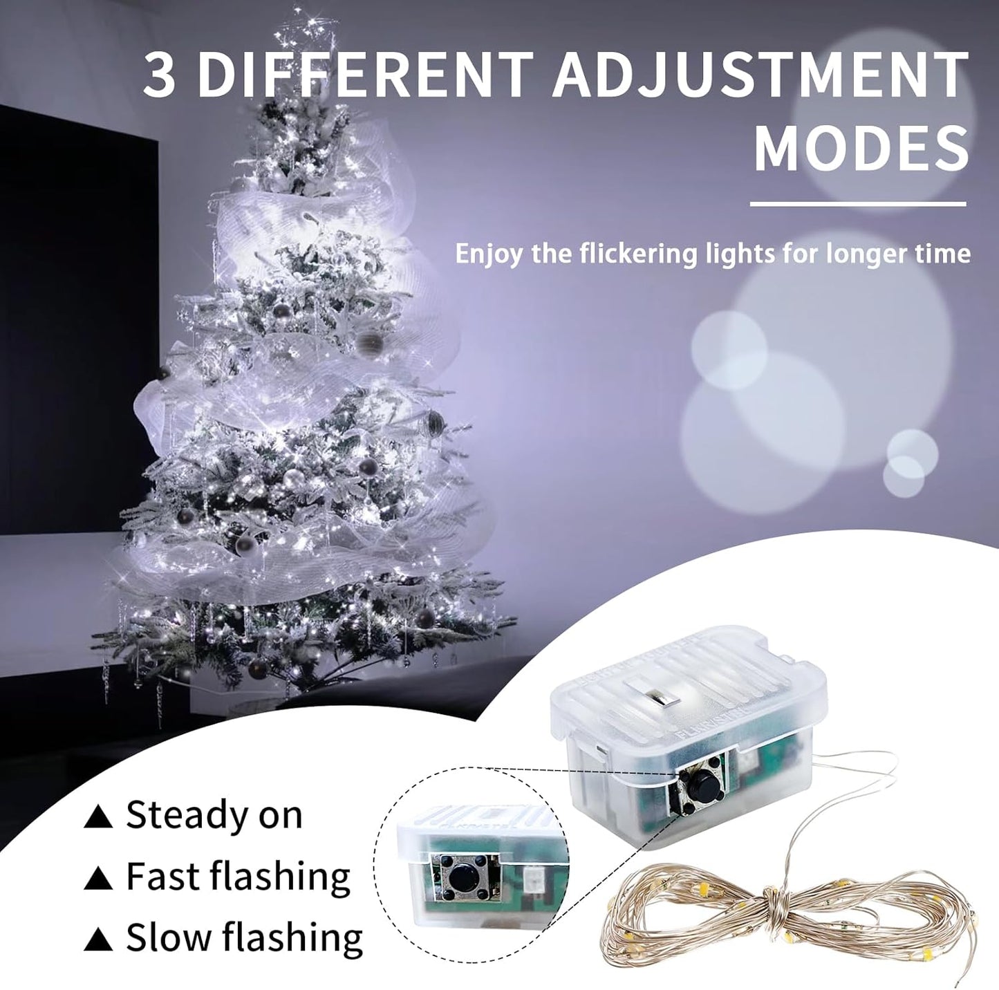 8 Pack White Fairy Lights 7Ft 20 LED Twinkle String Lights 3 Modes Battery Operated Waterproof Firefly Starry for Mason Jar Party Wedding Christmas Valentines Day Table Centerpieces,Cold White