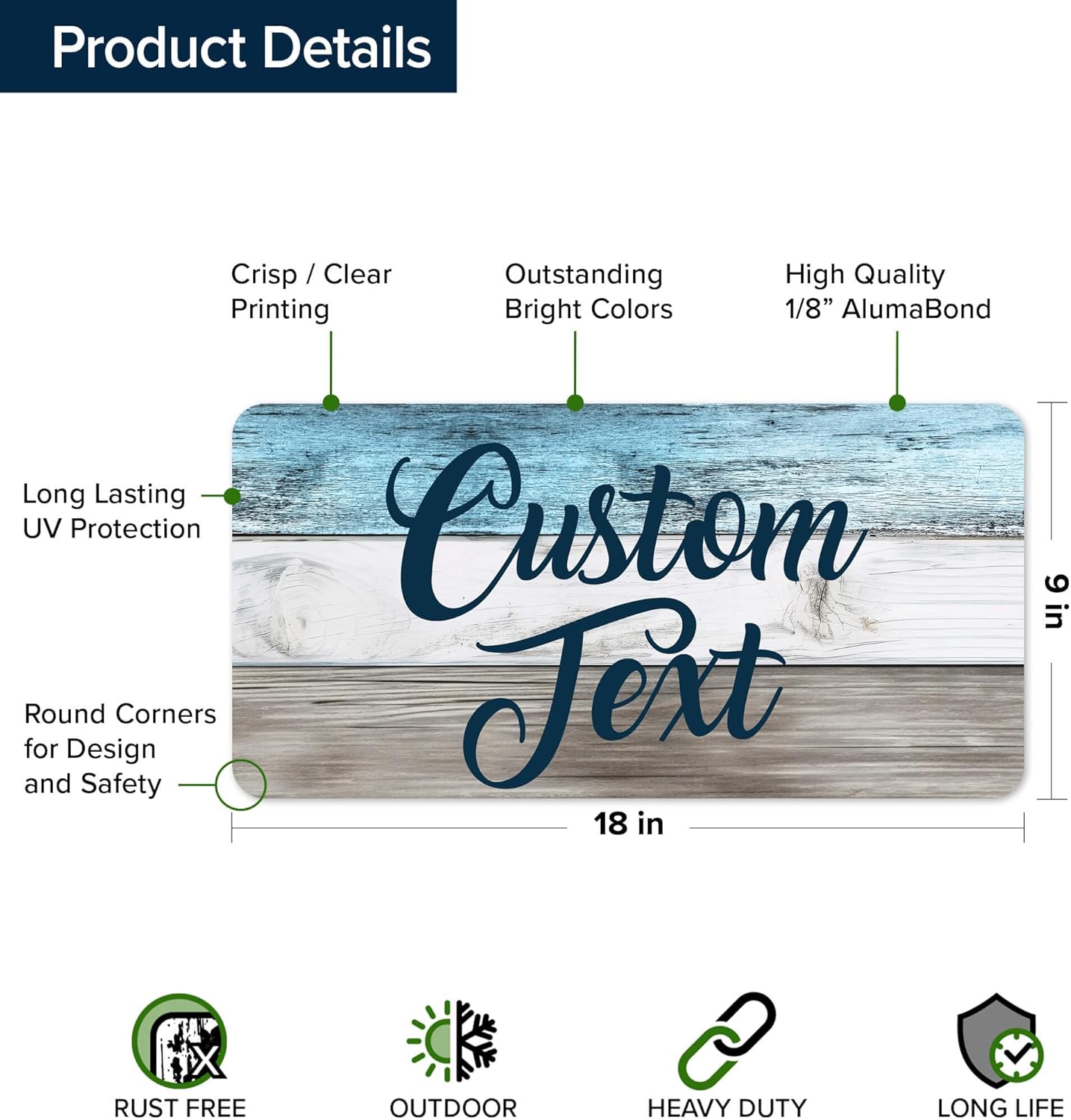 Custom Sign, Custom Street Sign, 11 Font Colors, 13 Font Styles, 4 Hole Options, 22 Sizes, 9x18 Inches, Rust Free DiBound, Fade Resistant, Made in USA by My Sign Center (Coastal)