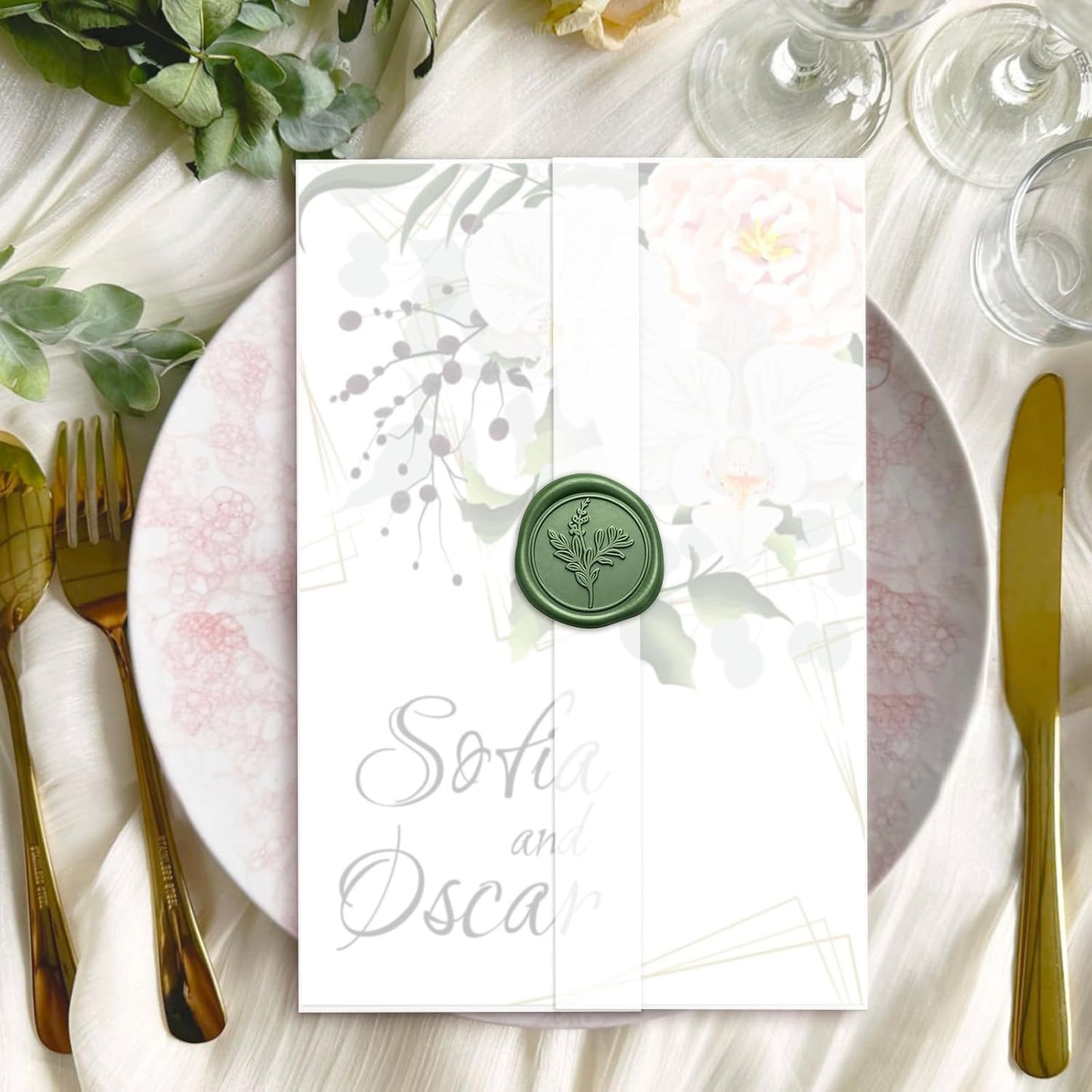 120 Pack Pre-Folded Vellum Jackets for 5x7 Invitations, Translucent Vellum Paper 5x7 Jackets, 100GSM Wedding Invitations Wraps, Envelope Liners for Birthdays, Baby Showers