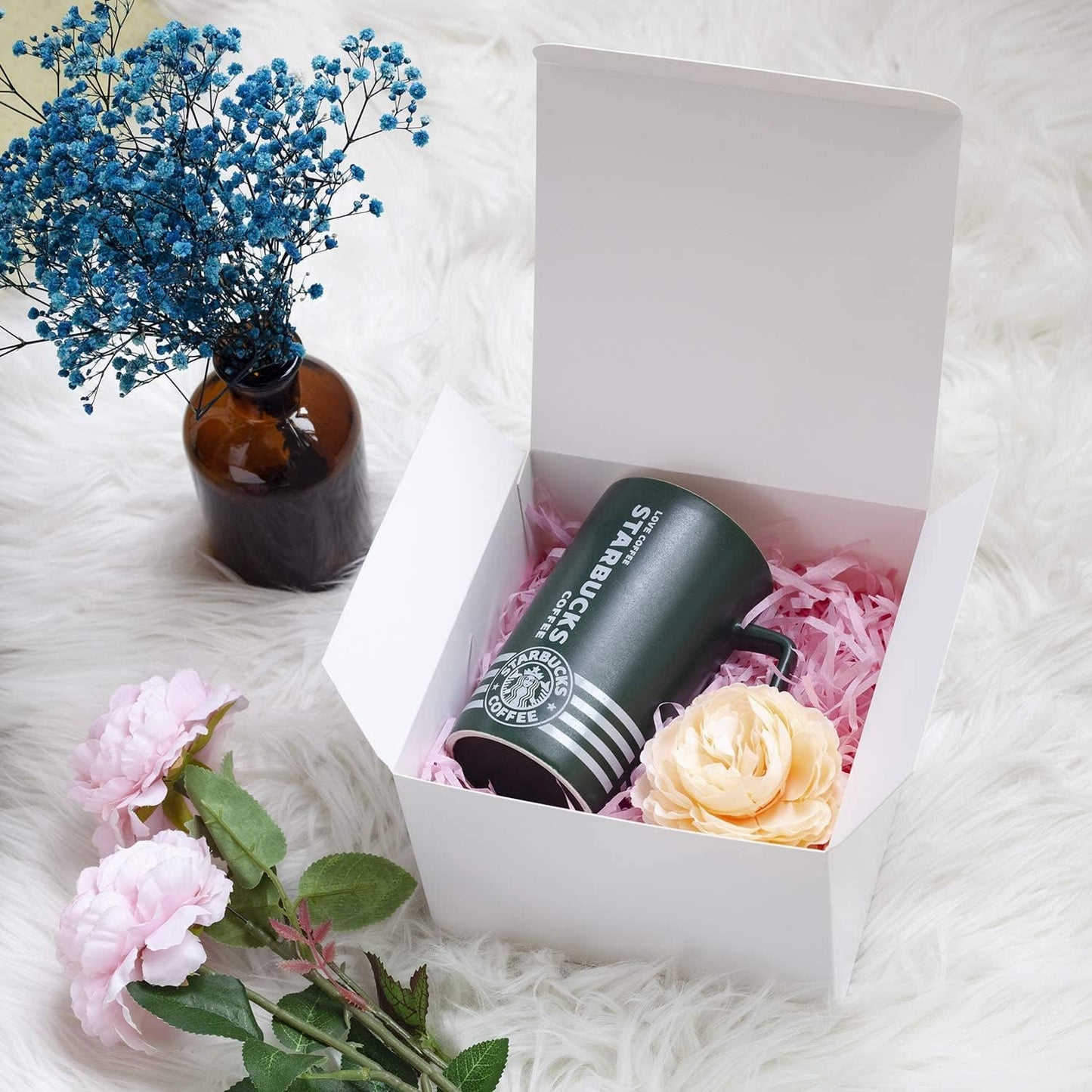 GEFTOL Gift Box 10 Pack 6 x 6 x 4 inches Fold Box Paper Gift Box Bridesmaids Proposal Box for Bridal Birthday Party Christmas（White）