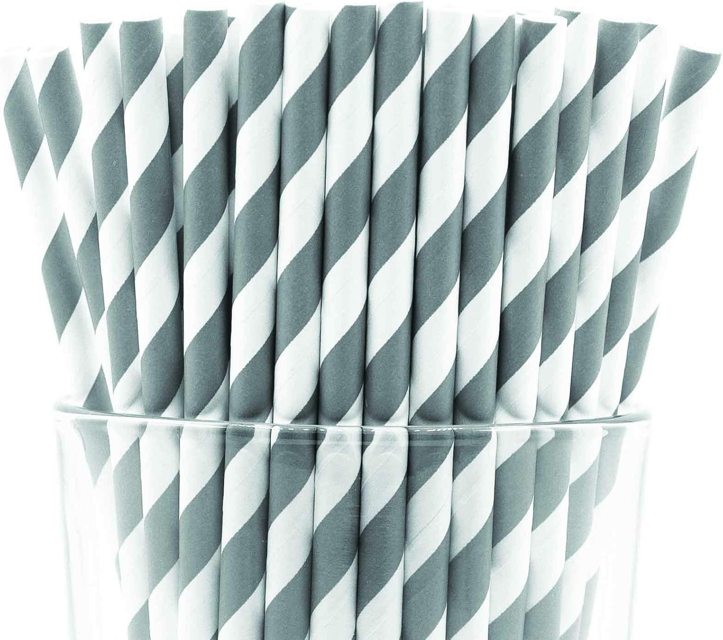 Pack of 300 Gray Swirls Biodegradable 4-Ply Paper Drinking Straws (Compostable, Non-toxic, BPA-free)