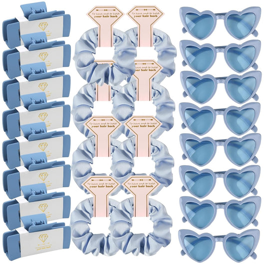 Bridesmaid Scrunchies Proposal Gifts 4.1inch square Hair Claws Bachelorette Hair Clip heart sunglasses Girls gift for Wedding Party Favors (Dusty Blue)