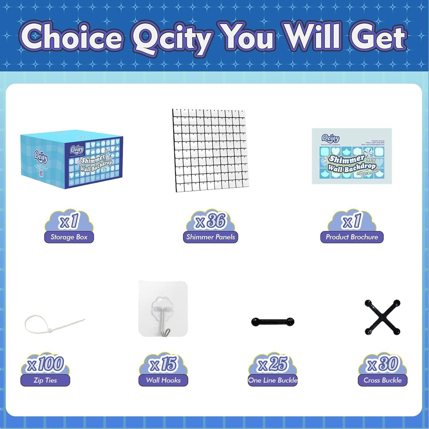 Qcity Matte White Sequin Wall Backdrop 36PCS, Black Back Not See-Through Design, Square Sequin Glitter Backdrop Panel, Perfect for Outdoor Events, Birthdays, Wedding and Party Decoration