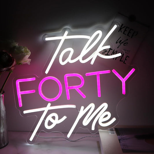 Talk Forty To Me Neon Sign Led 40th Birthday Neon Light Dimmable 40th Madam Birthday Gift For Women Neon Sign For Wedding Christmas Halloween Decor Birthday Gift For Girl Wife Lover(USB Sign)