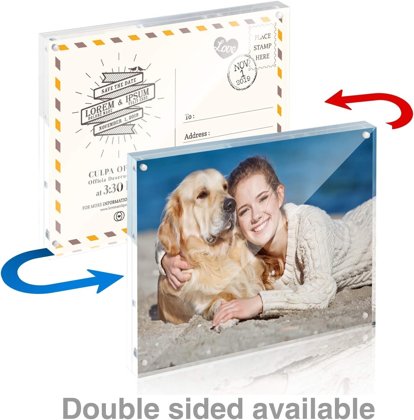 TWING 30 Pack 5x7 Acrylic Picture Frames Bulk, 10+10MM 5 By 7 Magnetic Photo Frame Horizontal Magnet Double Sided Acrylic Frames Set, 7 x 5 Clear Magnetic Block Picture Frame Desktop Display, Gift