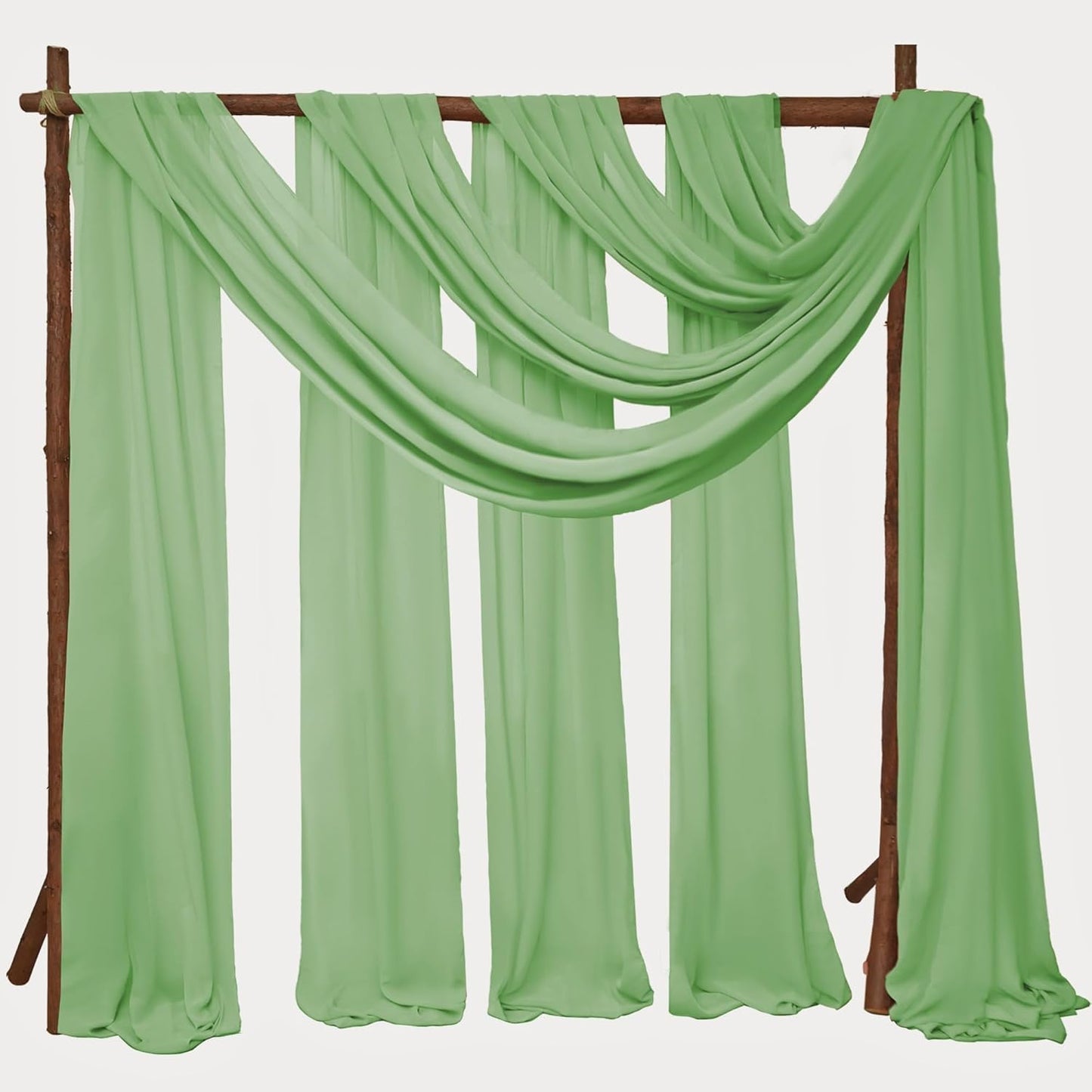 8 Panels Wedding Arch Draping Fabric 28" x 20Ft Wedding Arch Drapes Chiffon Fabric Drape Sheer Backdrop Curtain for Weddings Party Ceremony Birthday Arbor Drapery Reception Ceiling Décor(Sage Green)