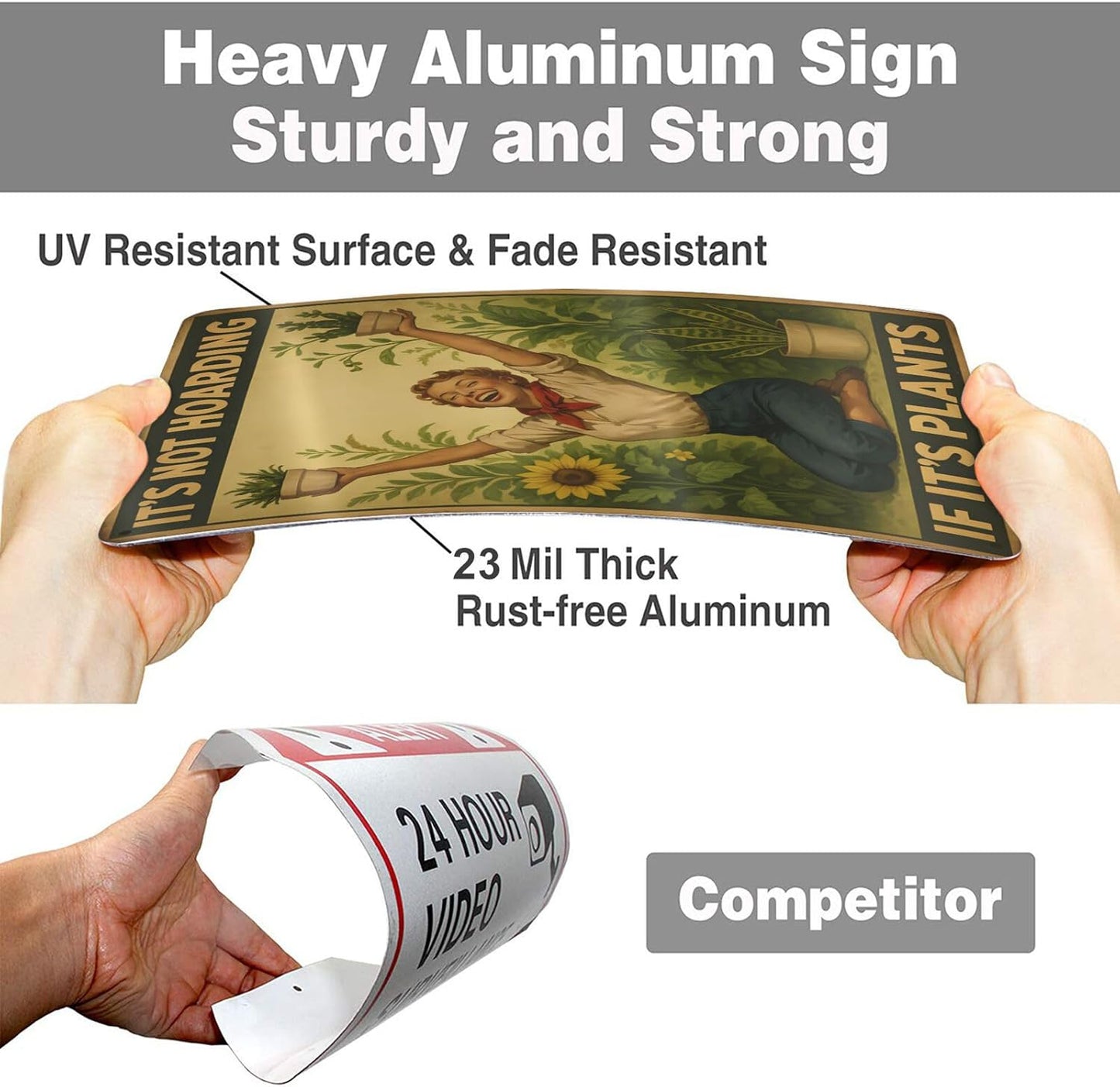 Vintage Metal Garden Sign - "It's Not Hoarding If It's Plants" - Funny Gardening Gift for Plant Lovers, Indoor Outdoor Decor for Home, Greenhouse, Yar