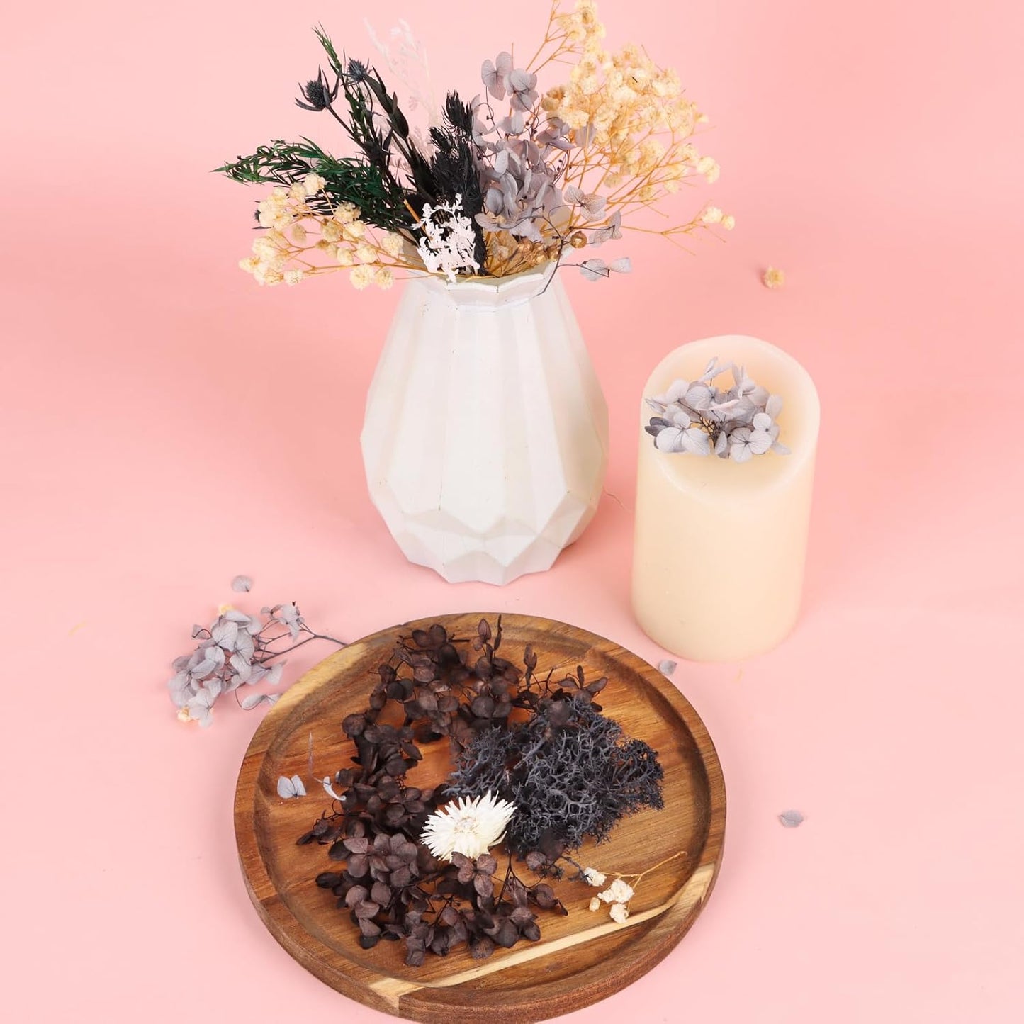 Dried Flowers,Dried Flowers Set for DIY Scrapbook Accessories Flower Arrangements Flower Decoration Wedding Decoration(Black)