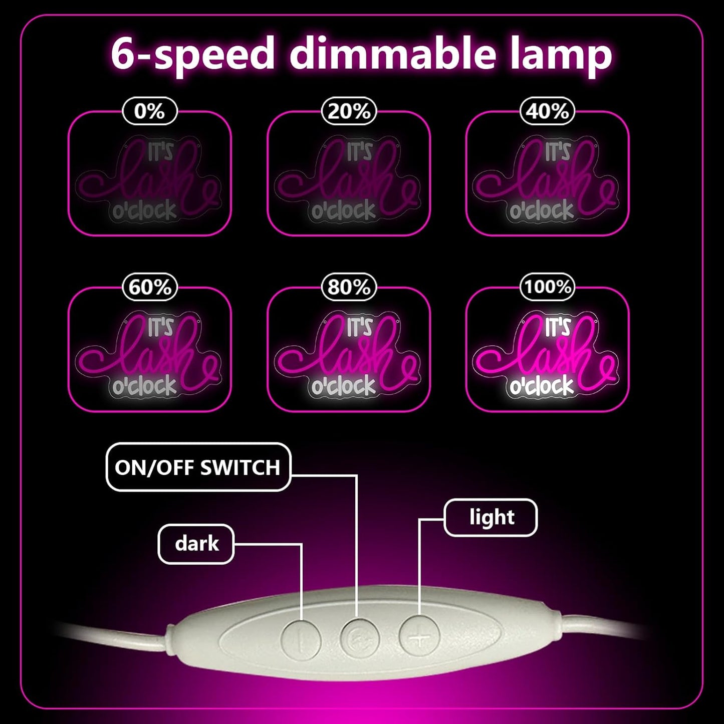 Lash Neon Sign, it's Lash O'Clock Led Neon Light Signs for Wall Decor Beauty Room Salon Nails Business Light up Sign for Lash Techs Girls Christmas Birthday Gift Dimmable USB Powered(14.2"*8.7")