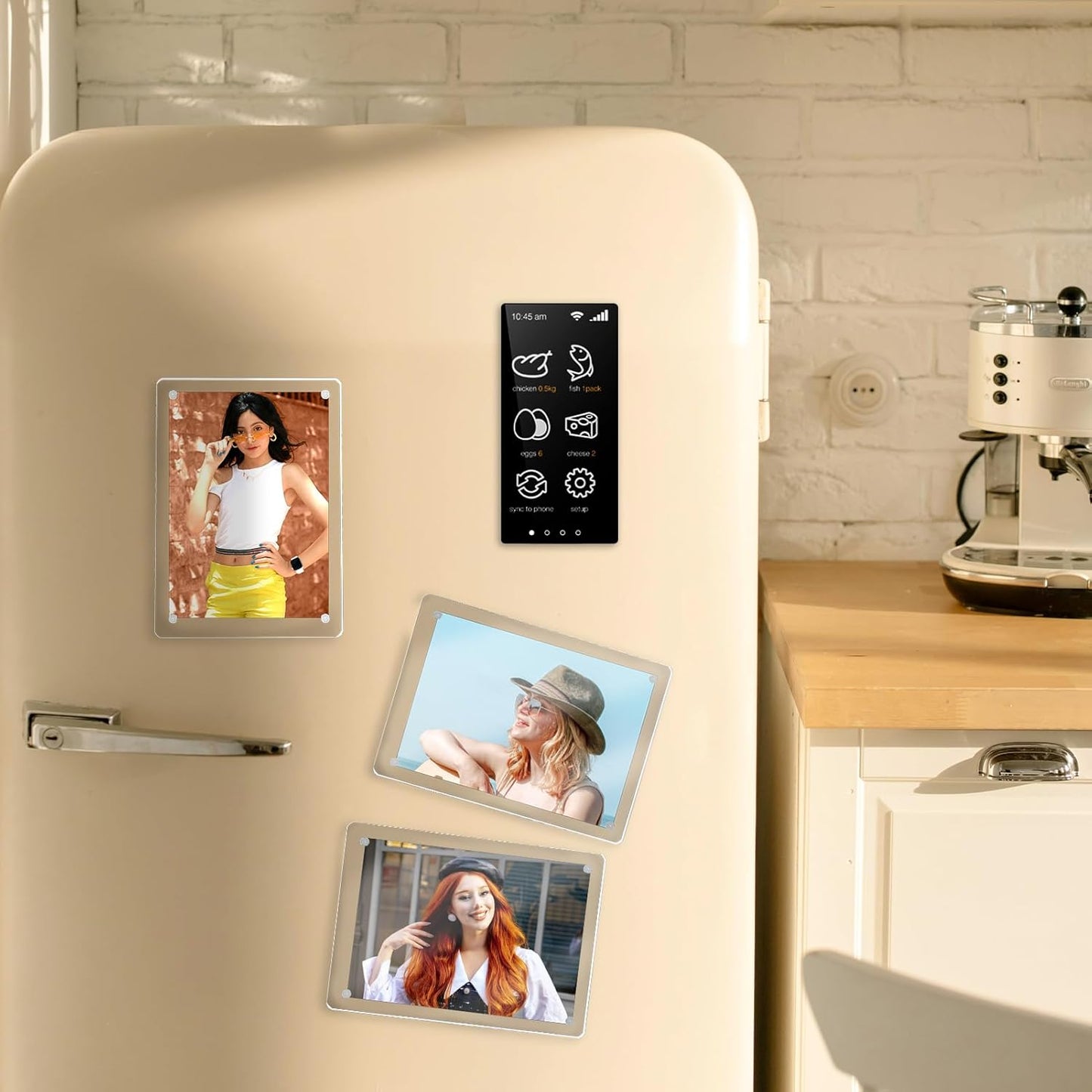 Acrylic Picture Frames 5x7 Inch Set of 3, Tabletop and Refrigerator Display Vertical and Horizontal Clear Magnetic Photo Frames with Detachable Stand for Gift, Home/Refrigerator Décor