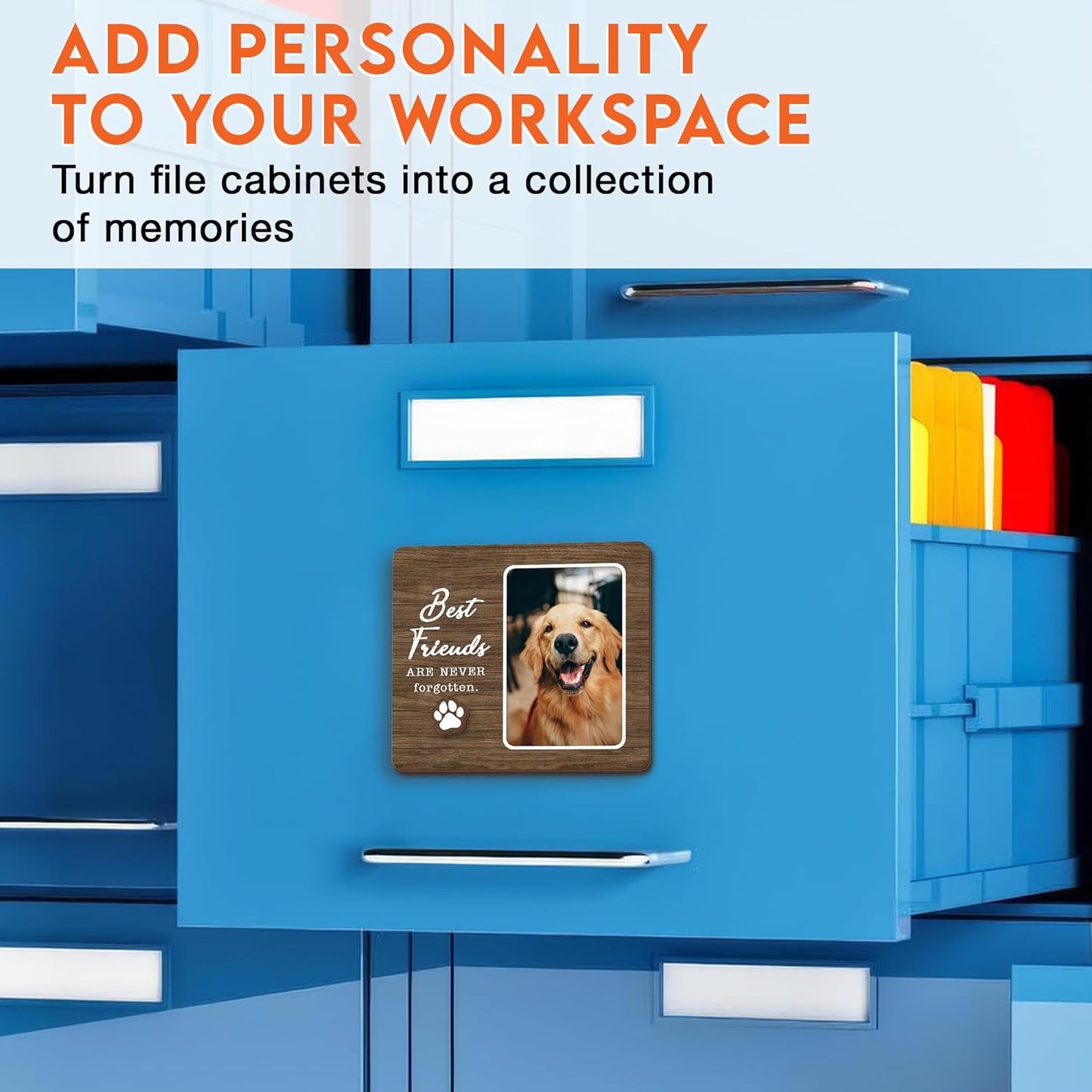 Magnetic Picture Frames - BEST FRIENDS ARE NEVER FORGOTTEN - Pet Memorial Gifts for Loss of Dog Cat - Sympathy Gift for Women Men - Dog Cat Bereavement Remembrance - Fridge Magnetic Frames