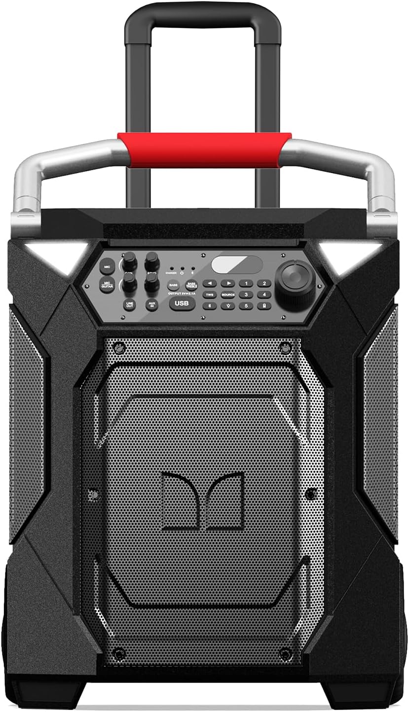 Monster Rockin’ Roller 360 Indoor/Outdoor Portable Bluetooth Speaker | Up to 240W of 360 Degree Sound & Up to 100 Hours of Playtime | Includes Microphone