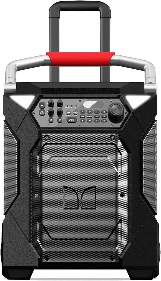 Monster Rockin’ Roller 360 Indoor/Outdoor Portable Bluetooth Speaker | Up to 240W of 360 Degree Sound & Up to 100 Hours of Playtime | Includes Microphone