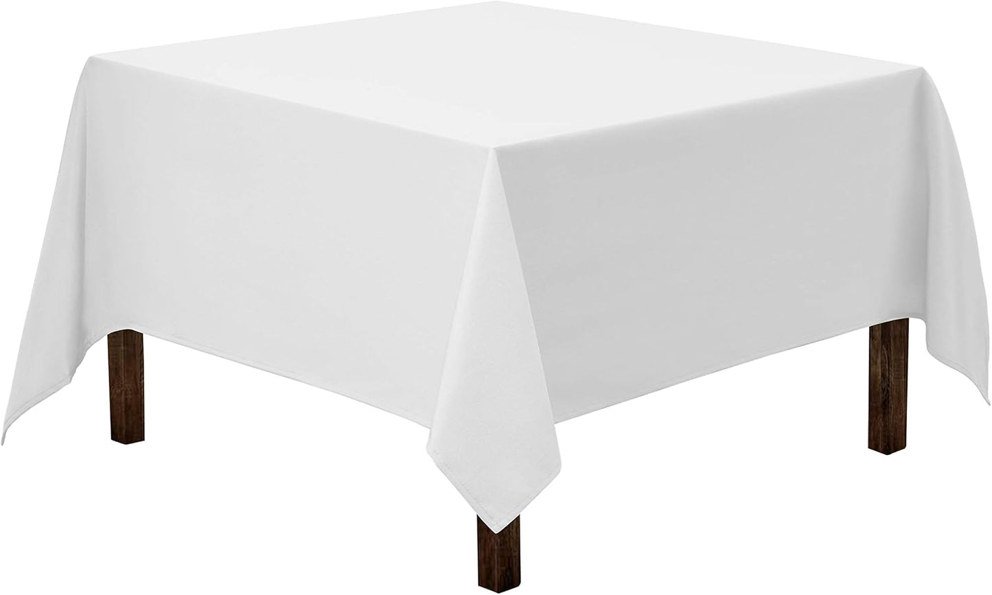 Gee Di Moda Square Tablecloth - 52 x 52 Inch White Table Cloth for Small Square or Round Tables - Heavy Duty Washable Fabric - for Buffet Table, Holiday Party, Dinner, Wedding & Baby Shower