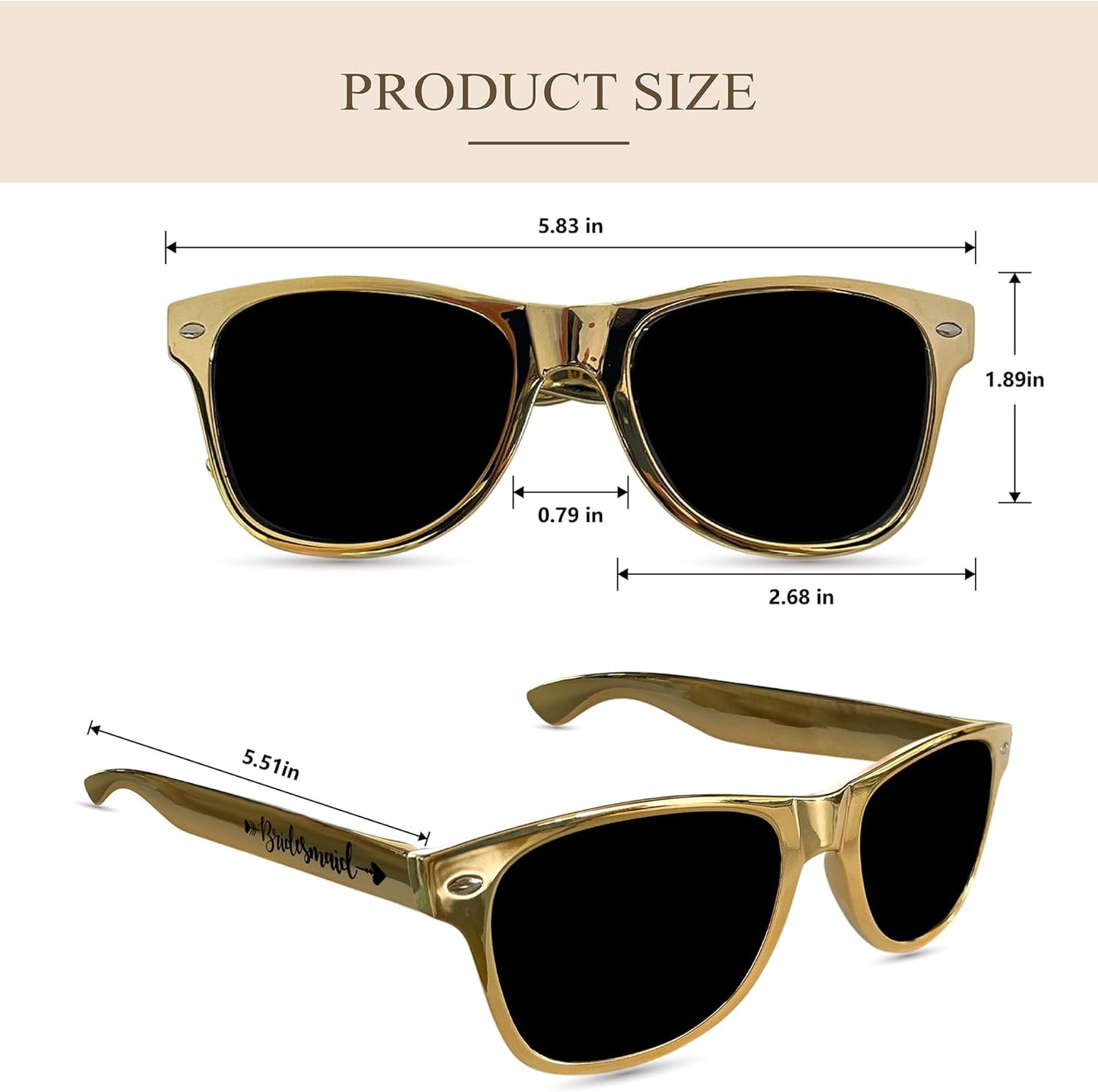 LADY&HOME 10 Pack Bachelorette Sunglasses,Bride Bridesmaid Sunglasses for Bachelorette Party Favors Bridal Shower Supplies (Gold)