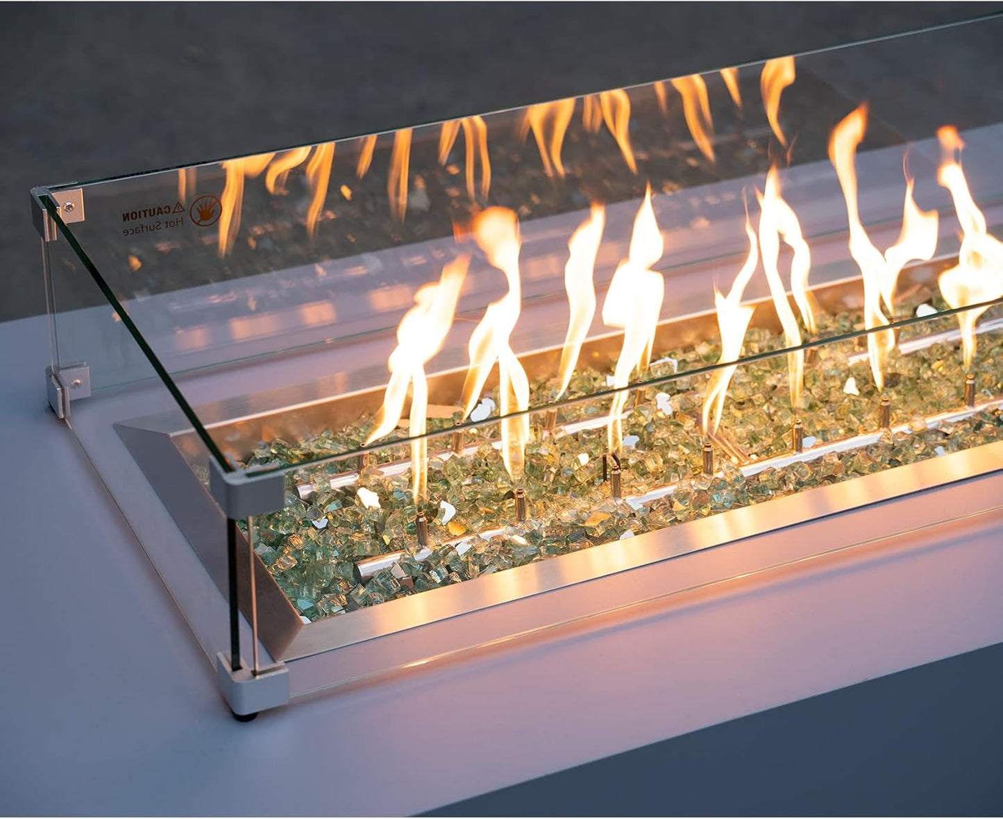 Stanbroil 10-Pound Fire Glass - 1/2 inch Reflective Tempered Fire Glass for Fireplace Fire Pit, Light Green Reflective